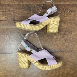 Toms - Ibiza Platform Heel Burnished Lilac Heritage Canvas - Size 9